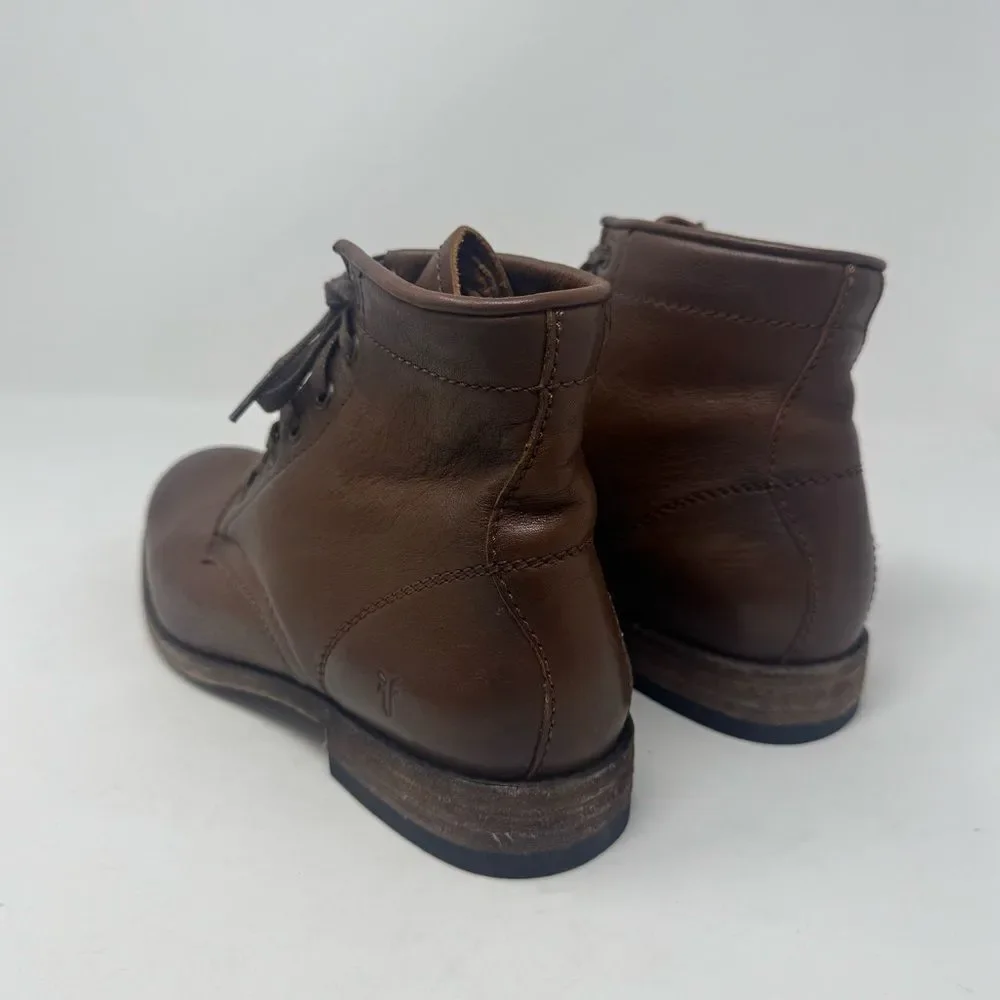 FRYE | Tyler Lace Up Cognac Brown Leather Boots Men’s Size 8